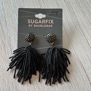 BaubleBar Black Beaded Tassel Earrings